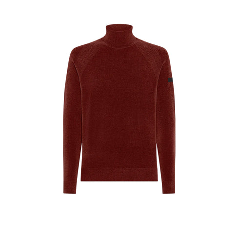 Maglia Uomo dolcevita, in ciniglia, con patch logo sulla manica